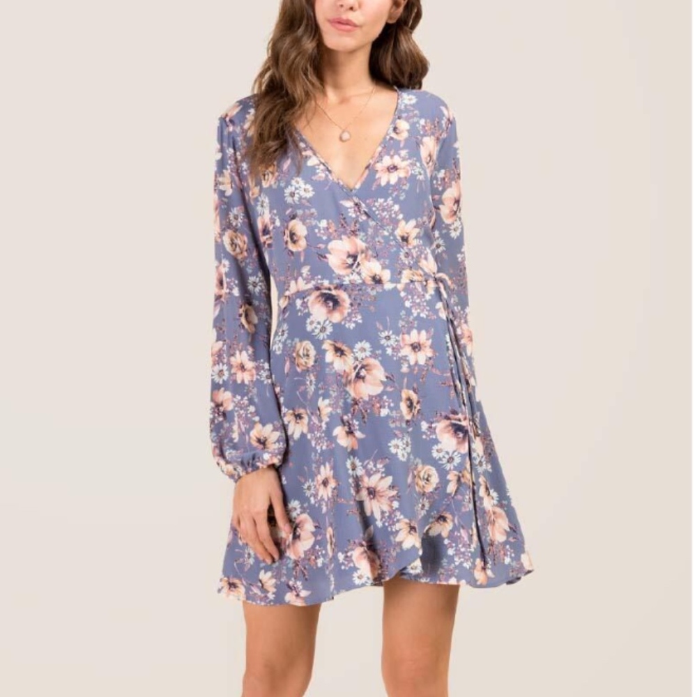 Francesca's Raye Mock Wrap Floral Dress